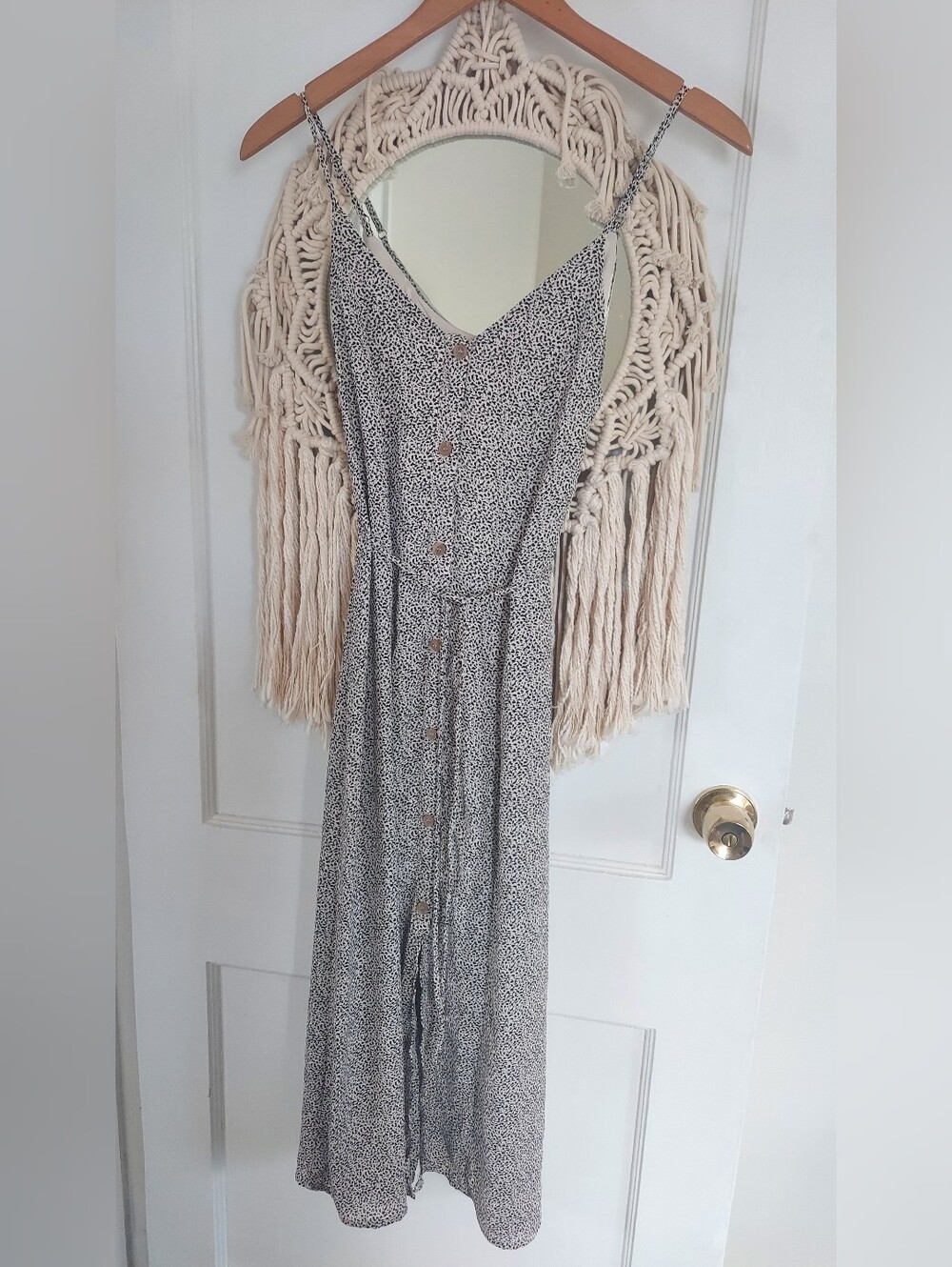 Sienna Sky Black & White Spaghetti Strap Button-Front Maxi Dress